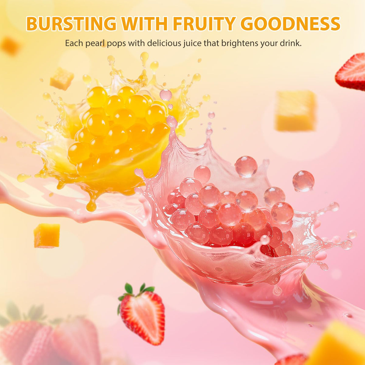 Soeos creative drinks bubble tea pearls add eye-catching texture and flavor.