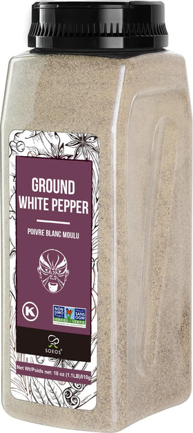 Soeos fine-ground white pepper 18oz pack for savory dishes