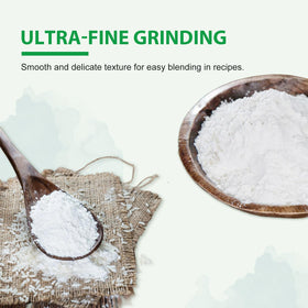Soeos glutinous rice flour in bowl with smooth, sticky batter.