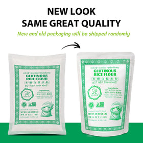 Soeos glutinous rice flour used for dumpling wrappers with even dough.