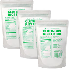 Soeos glutinous rice flour scoop for precise measuring in recipes.