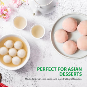 Soeos glutinous rice flour thickening sauces to a silky finish.