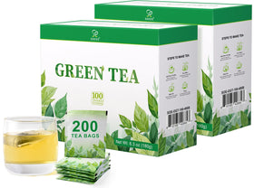 Soeos Green Tea packaging featuring premium leaves for freshness.