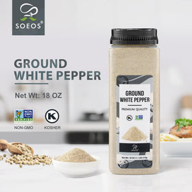 Soeos ground white pepper pour shows easy, even seasoning for soups