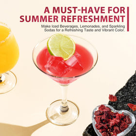 Soeos hibiscus floral blend with citrus or mint, ideal for refreshing beverages.