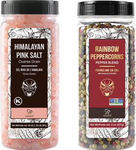Soeos Himalayan pink salt 18oz, coarse grains for versatile seasoning.
