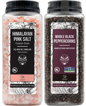Soeos Himalayan pink salt crystals for culinary seasoning and grinder refills.