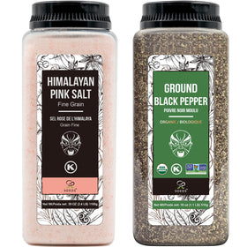 Soeos Himalayan pink salt crystals in a bottle for precise seasoning and freshness.