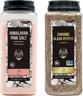 Soeos Himalayan pink salt fine bottle ready for everyday seasoning.