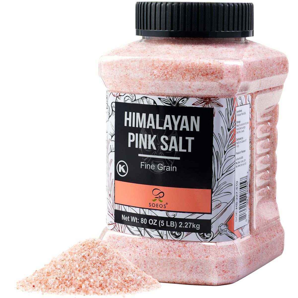 Soeos Himalayan Pink Salt in bulk bag showing fine grains ideal for everyday seasoning