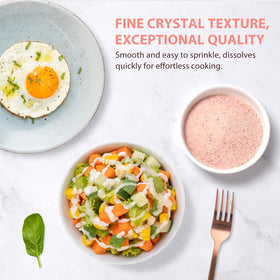 Soeos Himalayan Pink Salt in a kitchen scene with jar emphasizing purity