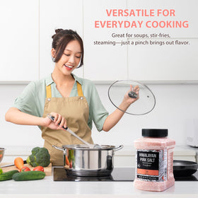 Soeos Himalayan Pink Salt on meat and vegetables for balanced seasoning