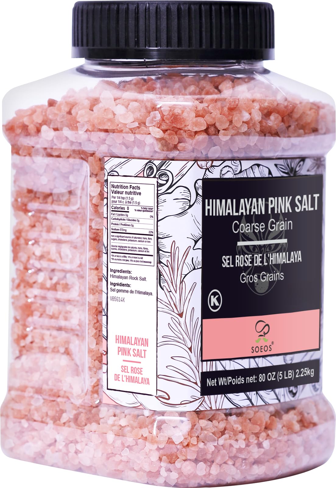 Soeos Himalayan salt grinder refill ready for precise seasoning