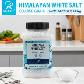Soeos Himalayan White Salt 80oz bulk pack ideal for refilling grinders.