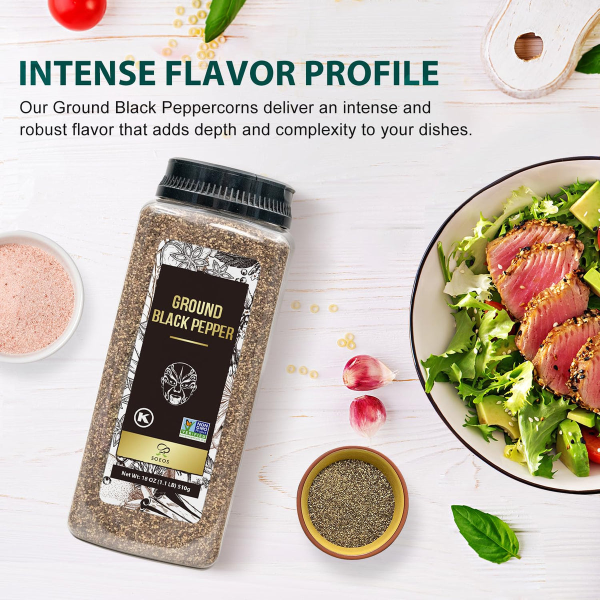 Soeos kitchen essentials provide versatile flavor for many dishes.