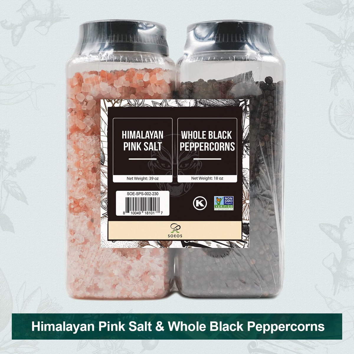 Soeos salt and pepper in a home kitchen scene.