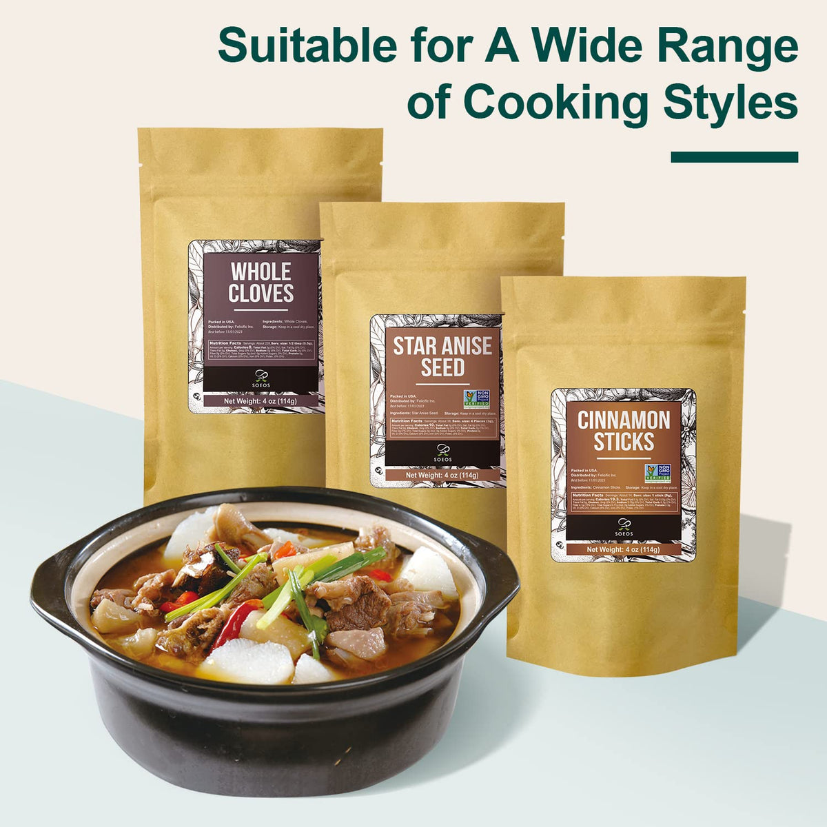 Soeos kitchen spice refill collection for everyday cooking