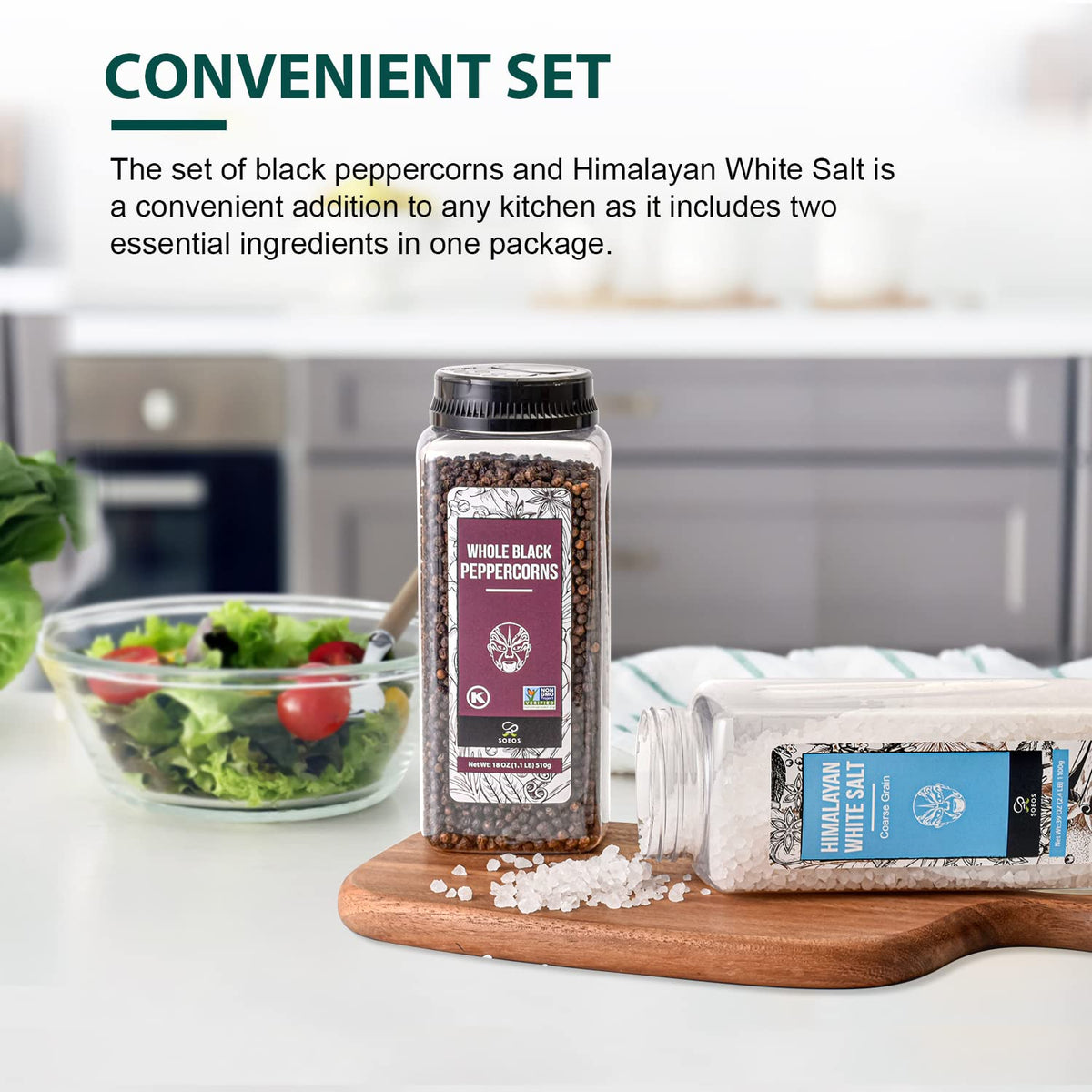 Soeos kitchen spice set on display for easy everyday seasoning