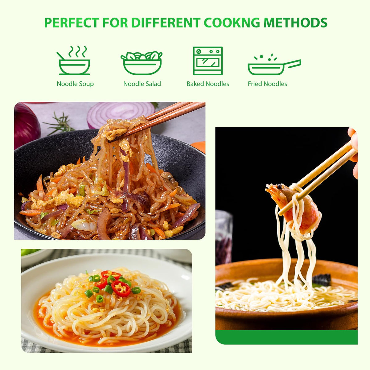 Soeos Konjac Noodles cooking in water illustrates fast weeknight pasta.