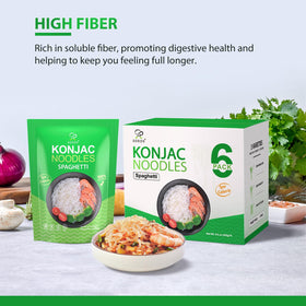 Soeos Konjac Noodles dry pack closeup highlights gluten-free, keto-friendly pasta option.