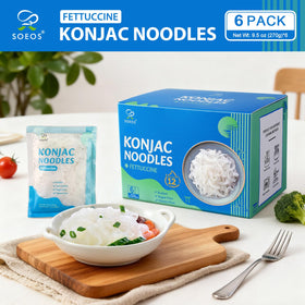 Cooked Soeos Konjac Noodles Fettuccine plated with sauce for a light meal