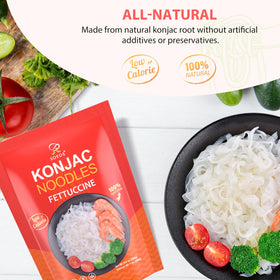 Rinse and drain preparation of Soeos Konjac Noodles Fettuccine for quick cooking.