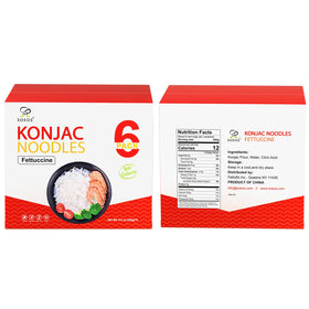 Serving idea: plated Soeos Konjac Noodles Fettuccine with sauce ready to enjoy.