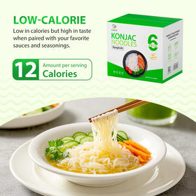 Soeos Konjac Noodles on plate shows a neutral base that carries sauces.