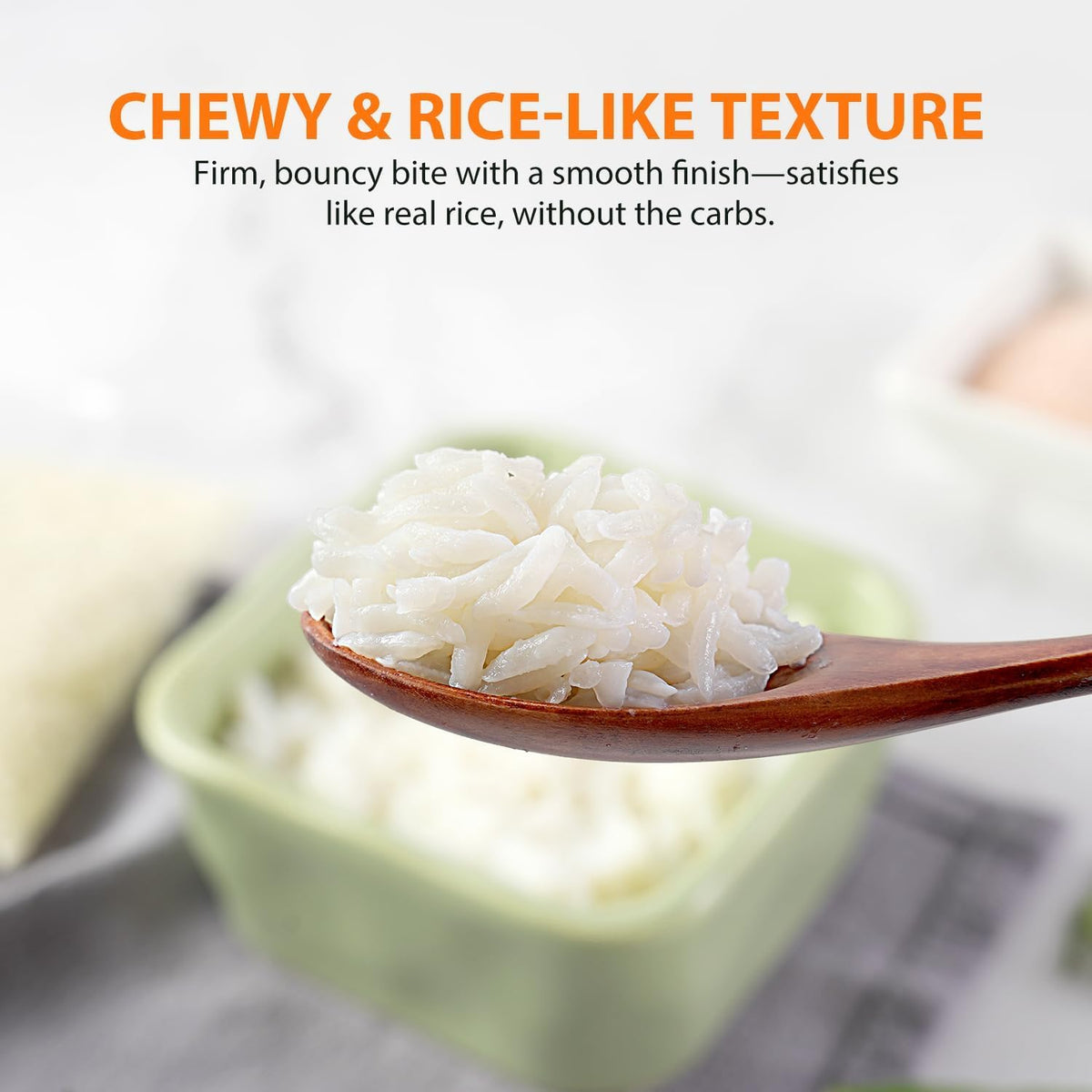 Ready-to-serve bowl with Soeos Konjac Rice and toppings.