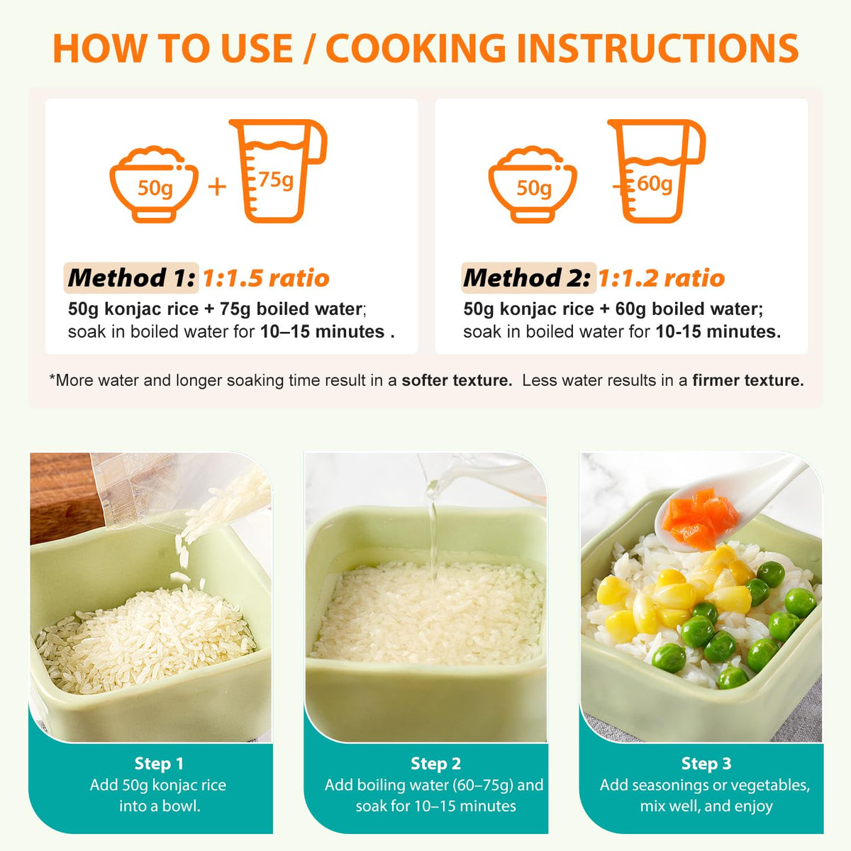Creamy soup bowl with Soeos Konjac Rice for a light base.