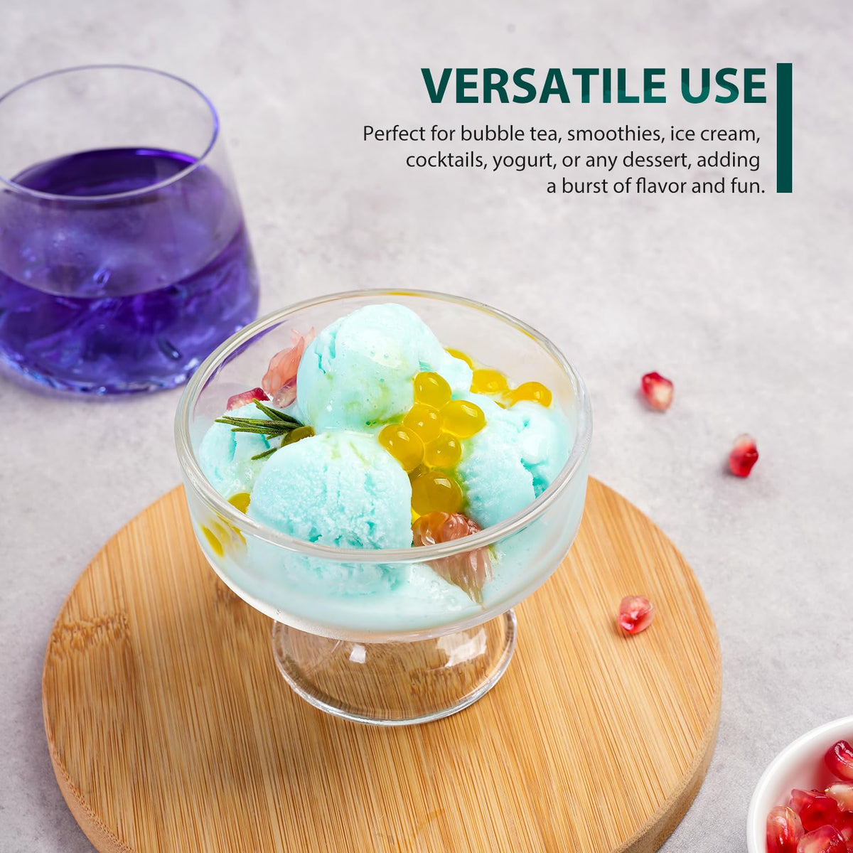 Party-ready display of Soeos Mango Popping Boba for guests.