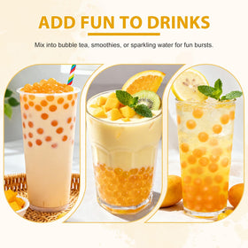 Soeos Mango Popping Boba Pearls toppings for desserts and frozen treats.