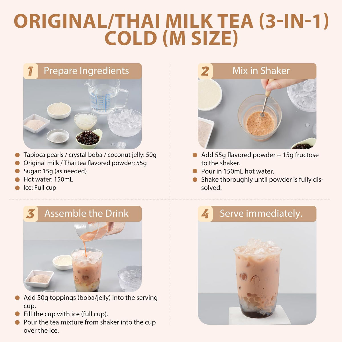 Soeos Milk Tea Powder 2.2 lb bag, convenient all-in-one mix