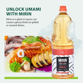 Close-up of Soeos Mirin label emphasizing premium ingredients