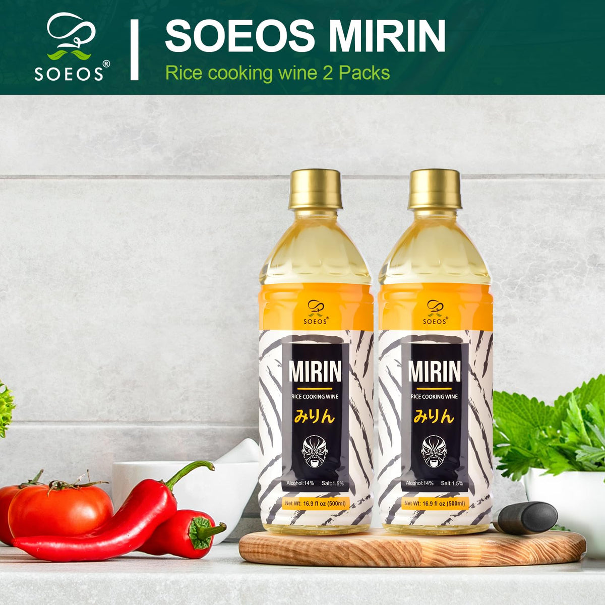 Soeos Mirin teriyaki glaze enhances savory meals.