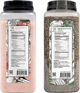 Soeos organic black pepper grains ready to grind for bold flavor.
