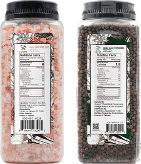 Soeos organic black peppercorns 18oz bottle delivers robust aroma for everyday grinding.