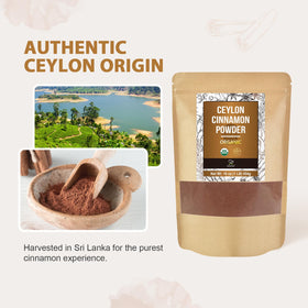 Soeos Organic Ceylon Cinnamon Powder jar on kitchen counter for fresh aroma