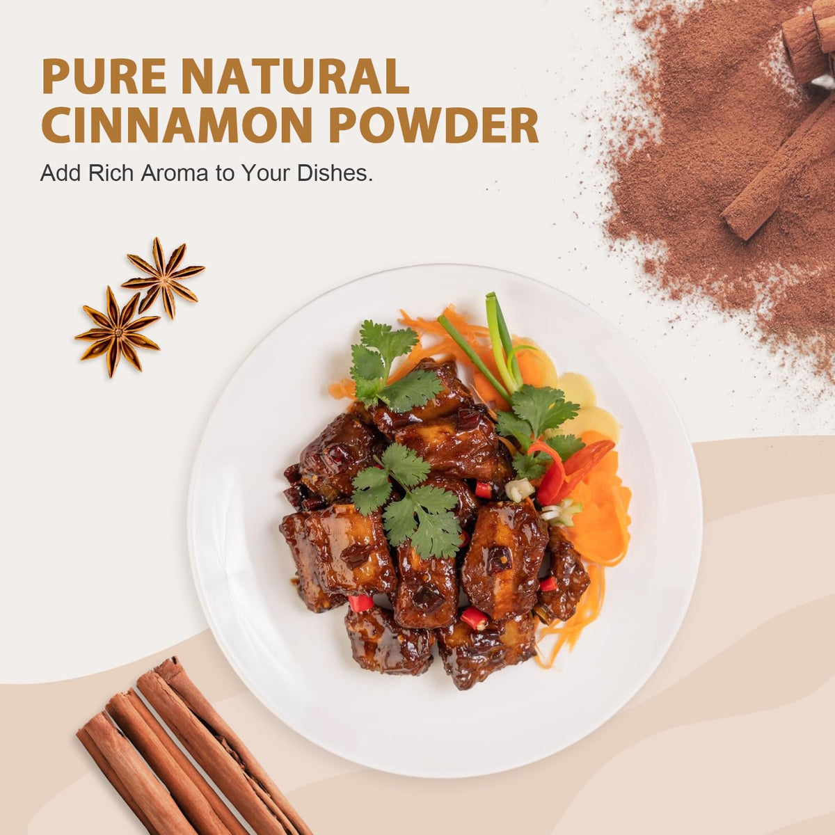 Soeos Organic Ceylon Cinnamon Powder sprinkled over spice blends