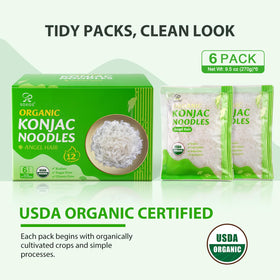 Soeos Organic Konjac Noodles Angel Hair close-up texture.