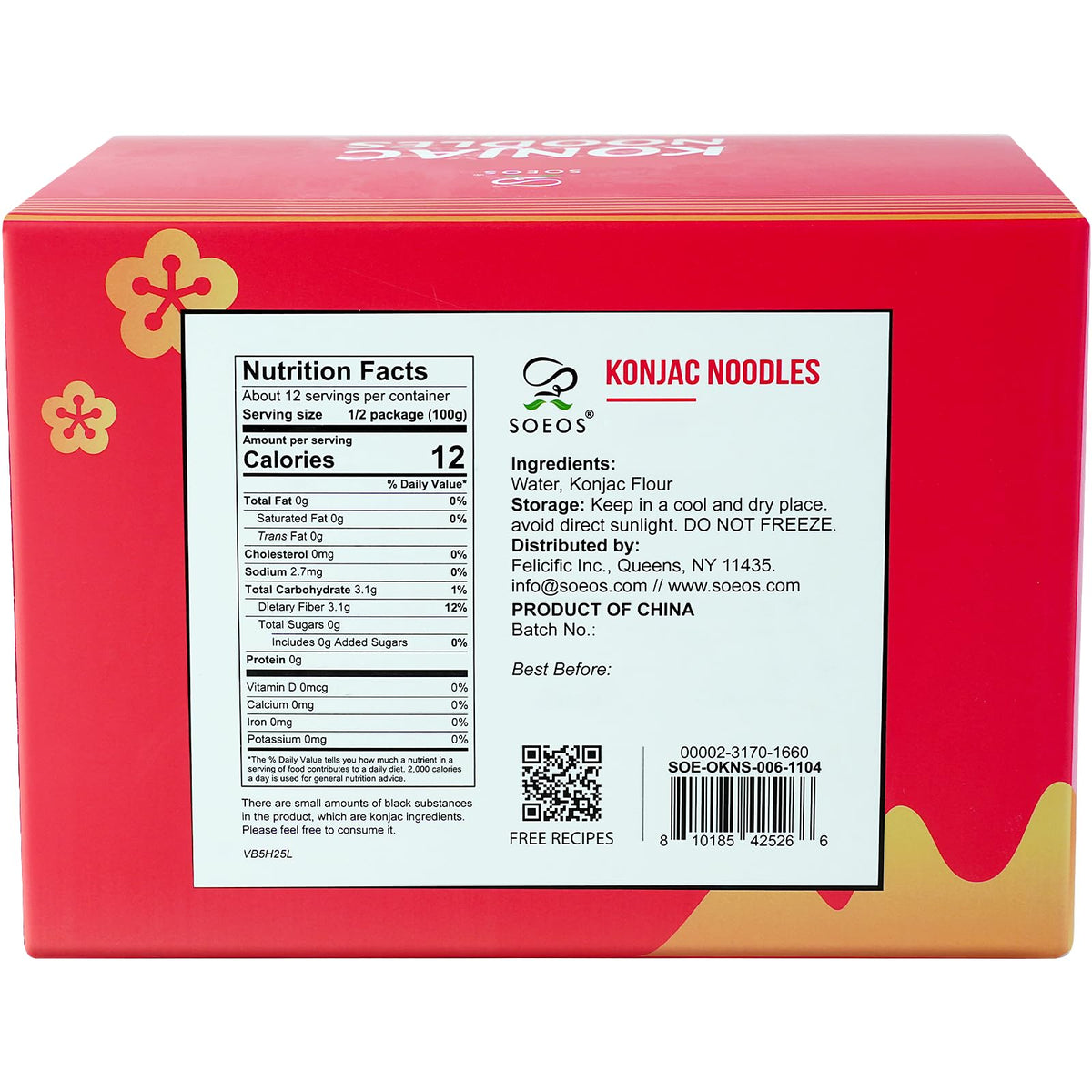 Soeos Organic Konjac Noodles six-pack display, highlighting value and dietary options.