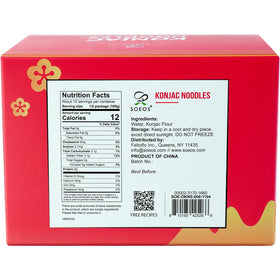 Soeos Organic Konjac Noodles six-pack display, highlighting value and dietary options.