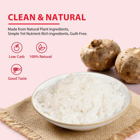 Soeos Organic Konjac Noodles stir-fry in skillet, showcasing versatile cooking options.