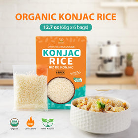 Six-pack display of Soeos Konjac Rice enables easy portion control.