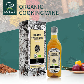 Soeos Organic Shaoxing wine in a kitchen scene ready for cooking.