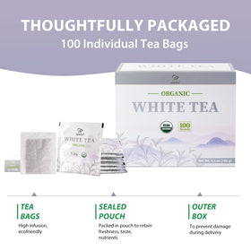 Soeos Organic White Tea steeping cup captures the delicate floral aroma.