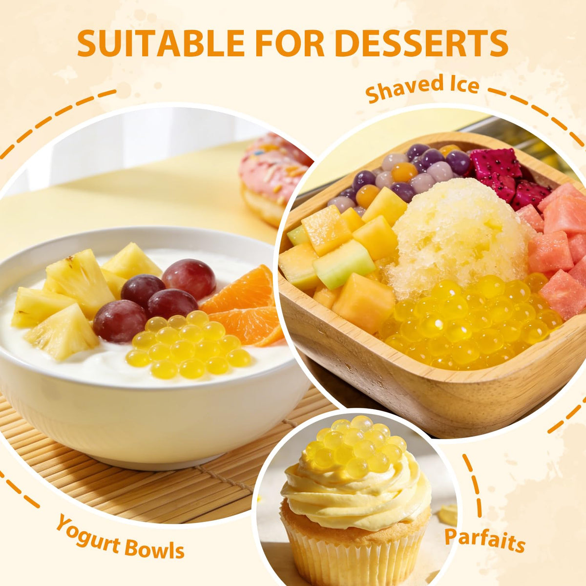 Soeos popping boba in a colorful dessert bowl