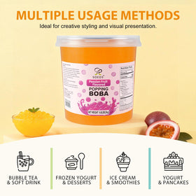Soeos popping boba pours into a drink, bursting flavor