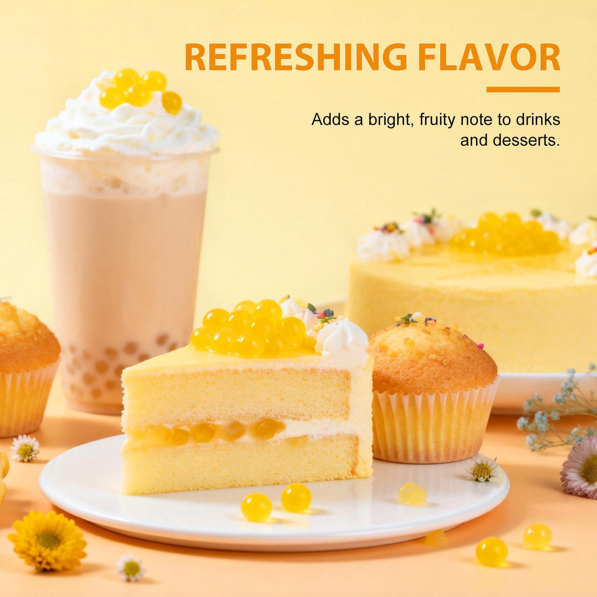 Soeos boba topping on ice cream adds color