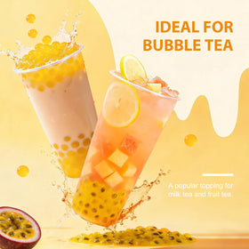 Soeos Passion Fruit Popping Boba in milk tea